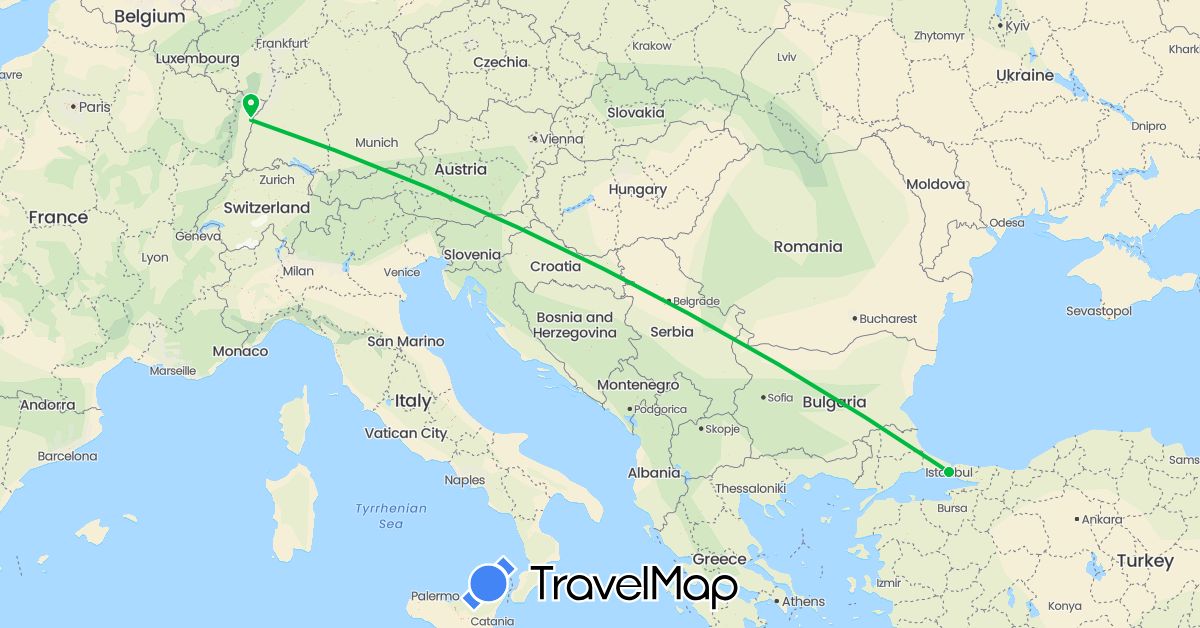 TravelMap itinerary: bus in France, Turkey (Asia, Europe)